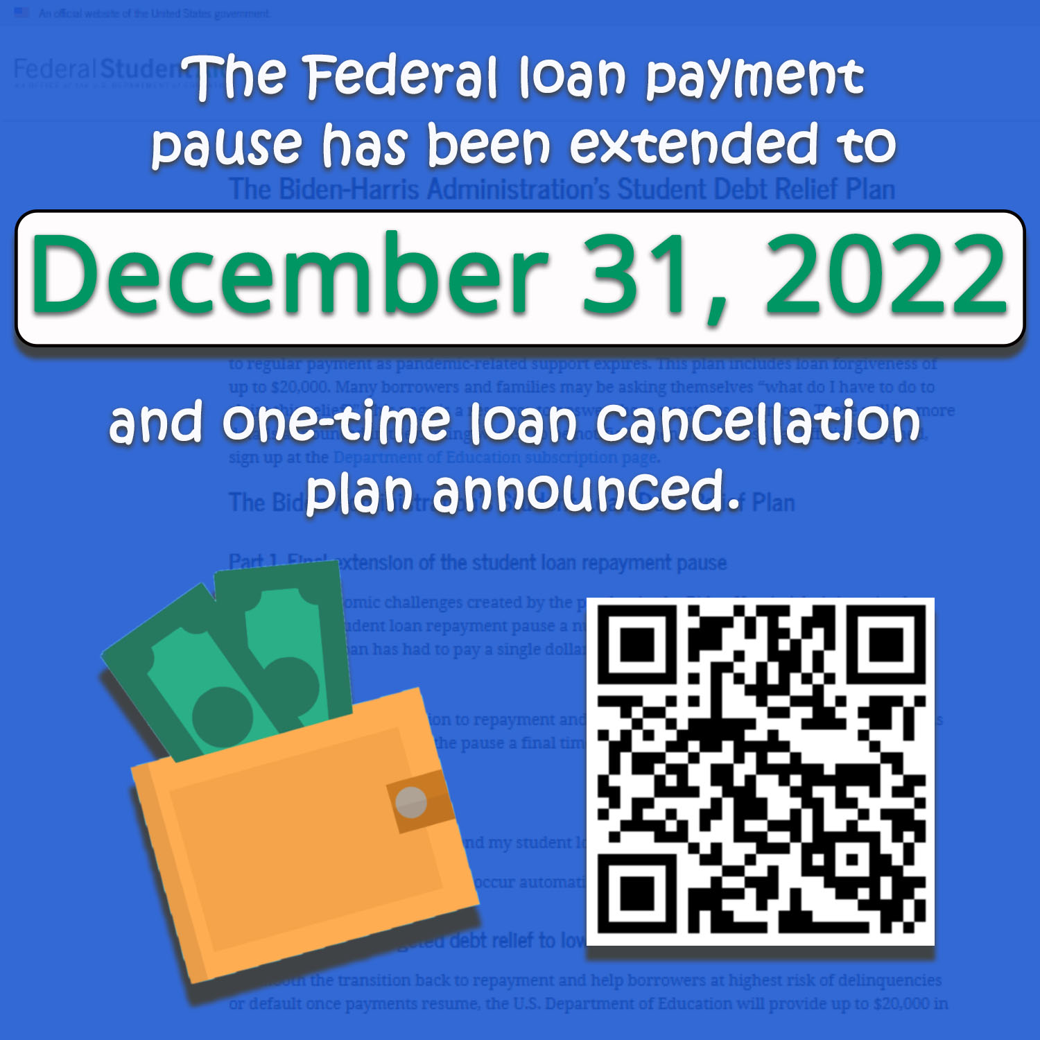 Federal Loan payment pause and cancellation.
