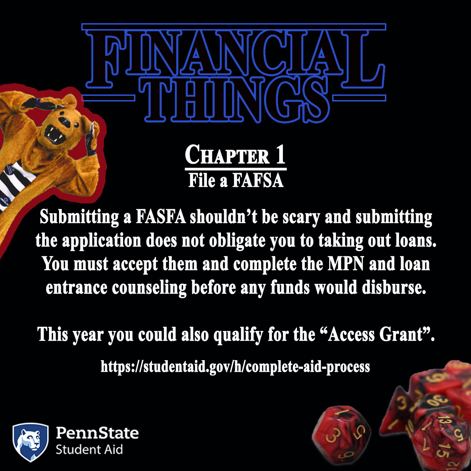 Financial things with scared lion mascot.