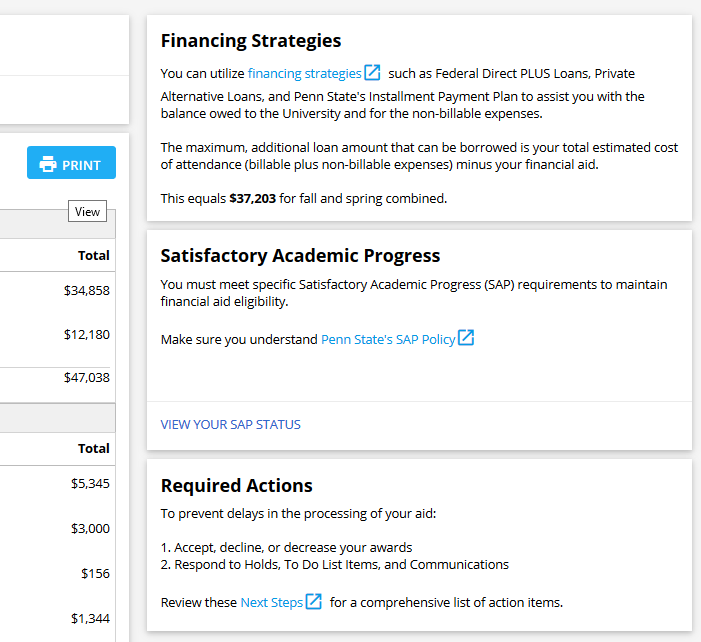 Financing Strategies/ Satisfactory Academic Progress/ Required Action in LionPATH