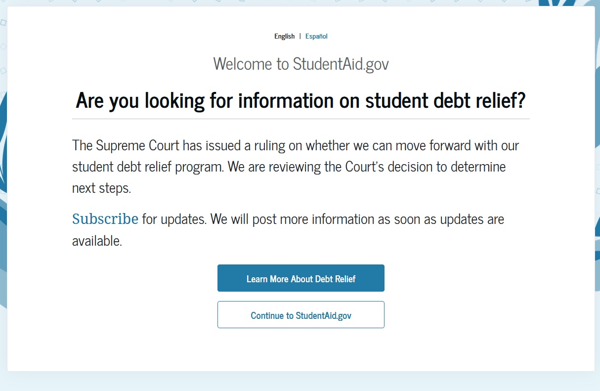 Loan Debt Forgiveness update studentaid.gov