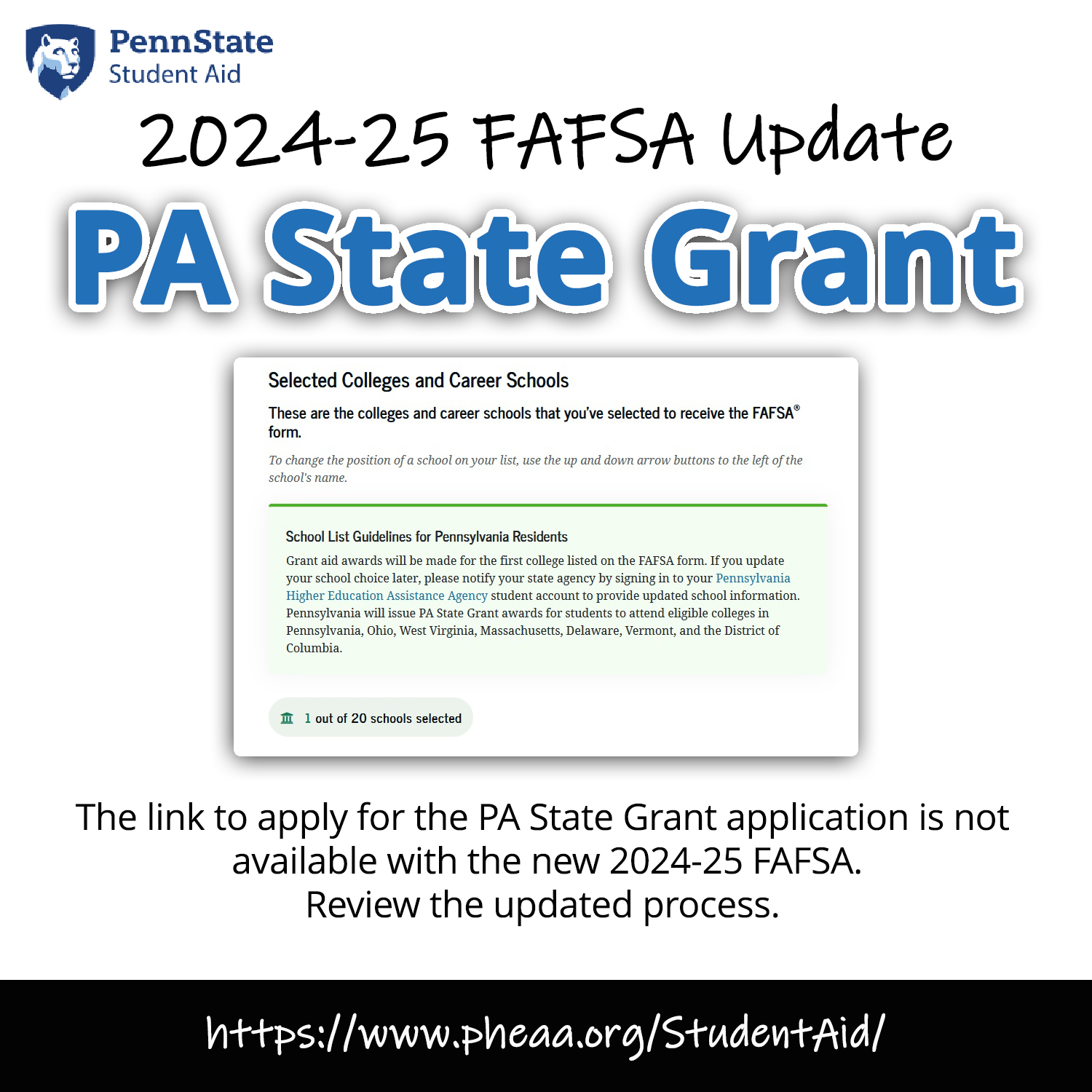 PHEAA Grant link from 2024-25 FAFSA