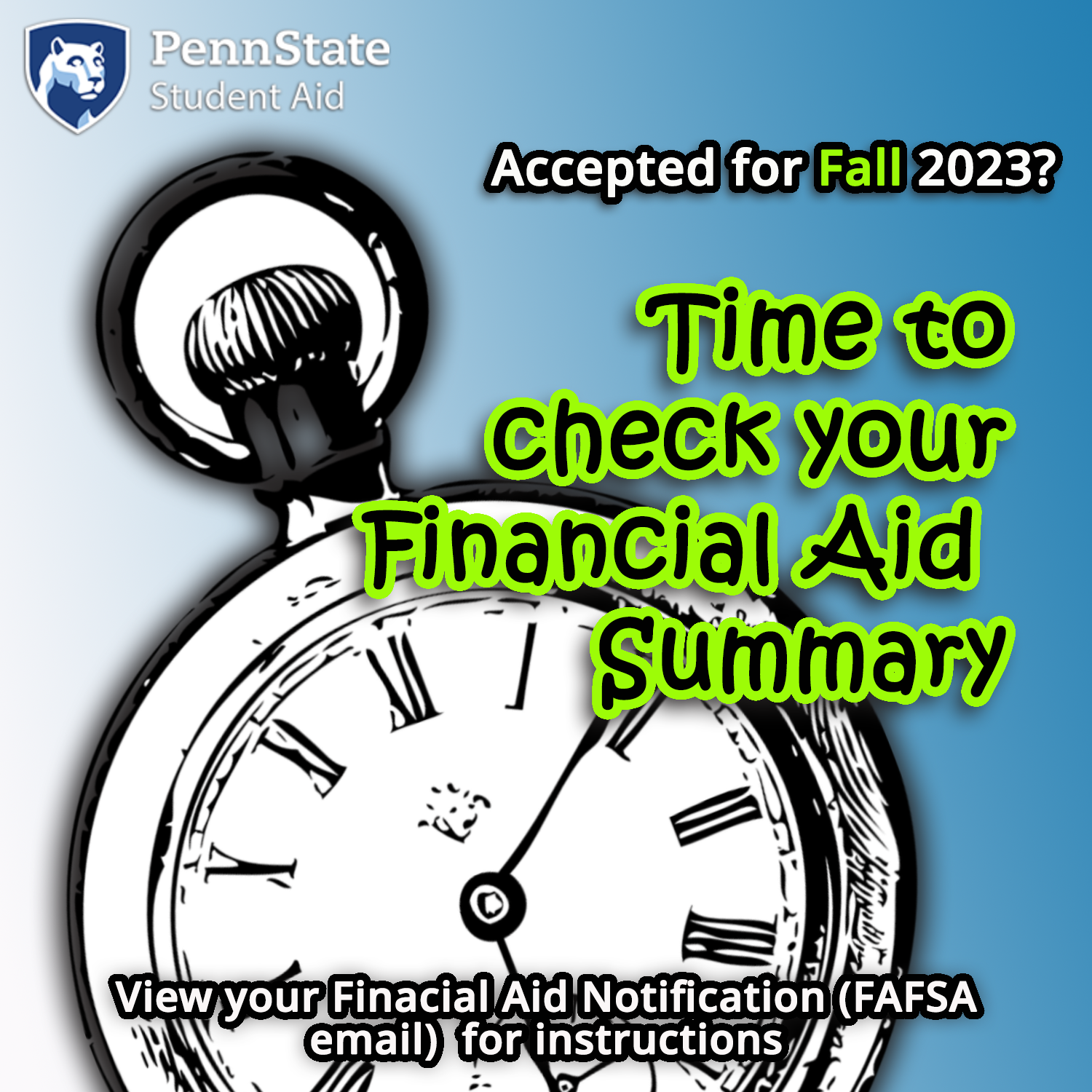 Financial Aid Notifications are now available. Image: Stopwatch